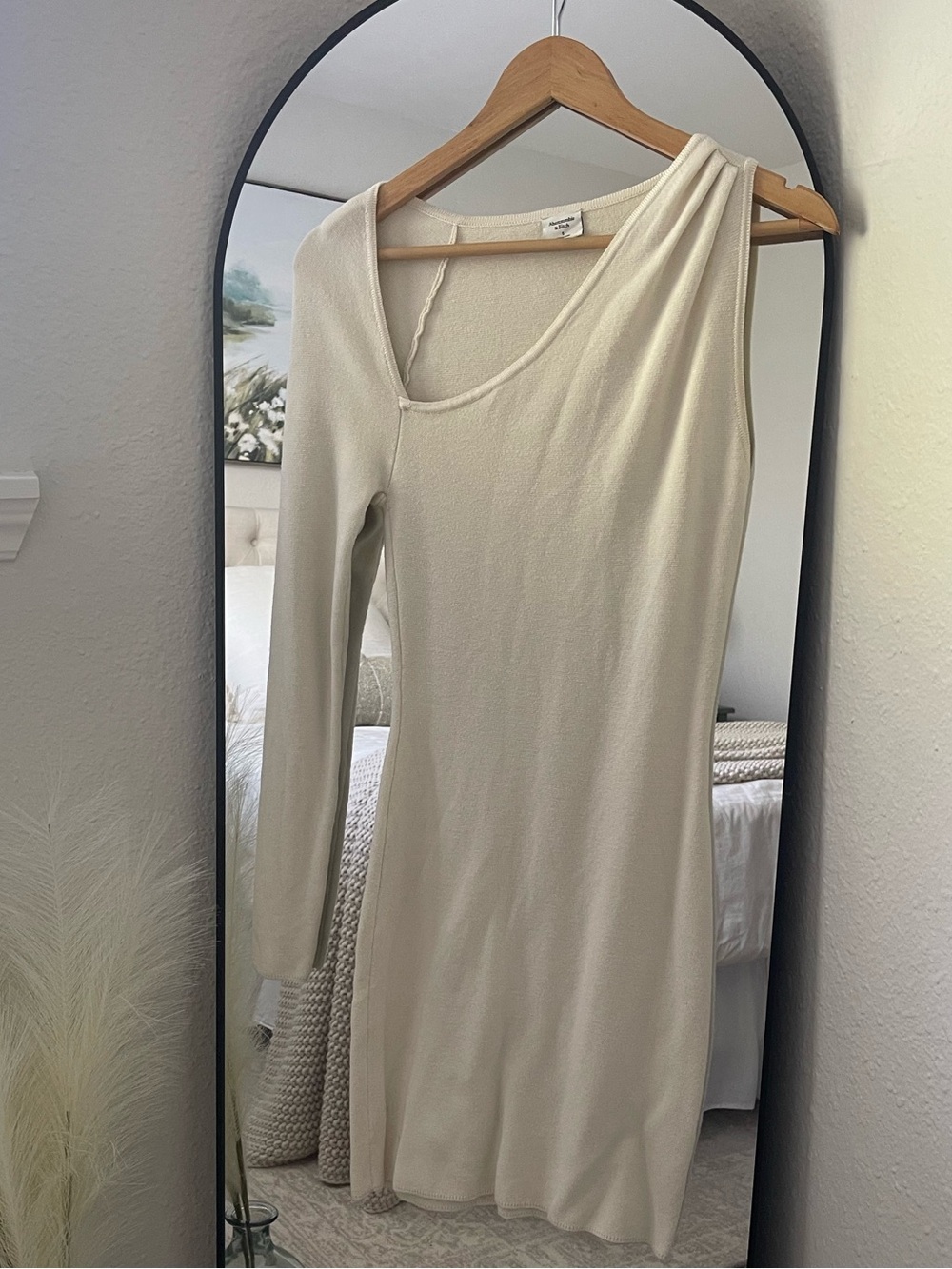 Abercrombie & Fitch Asymmetrical Cream Sweater Dress